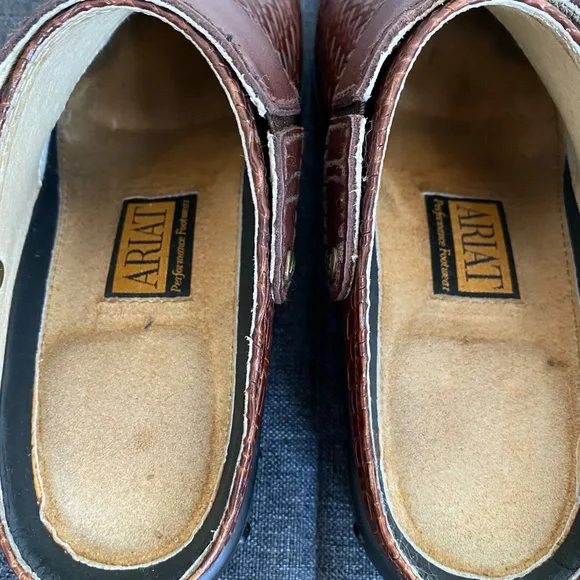 Ariat Basket Woven Rattan Weave Brown Leather Slingback Clogs Mules. Sz 7 - Picture 8 of 16